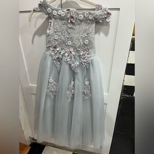 Silver grey formal kids dress size 120 or 5T easter